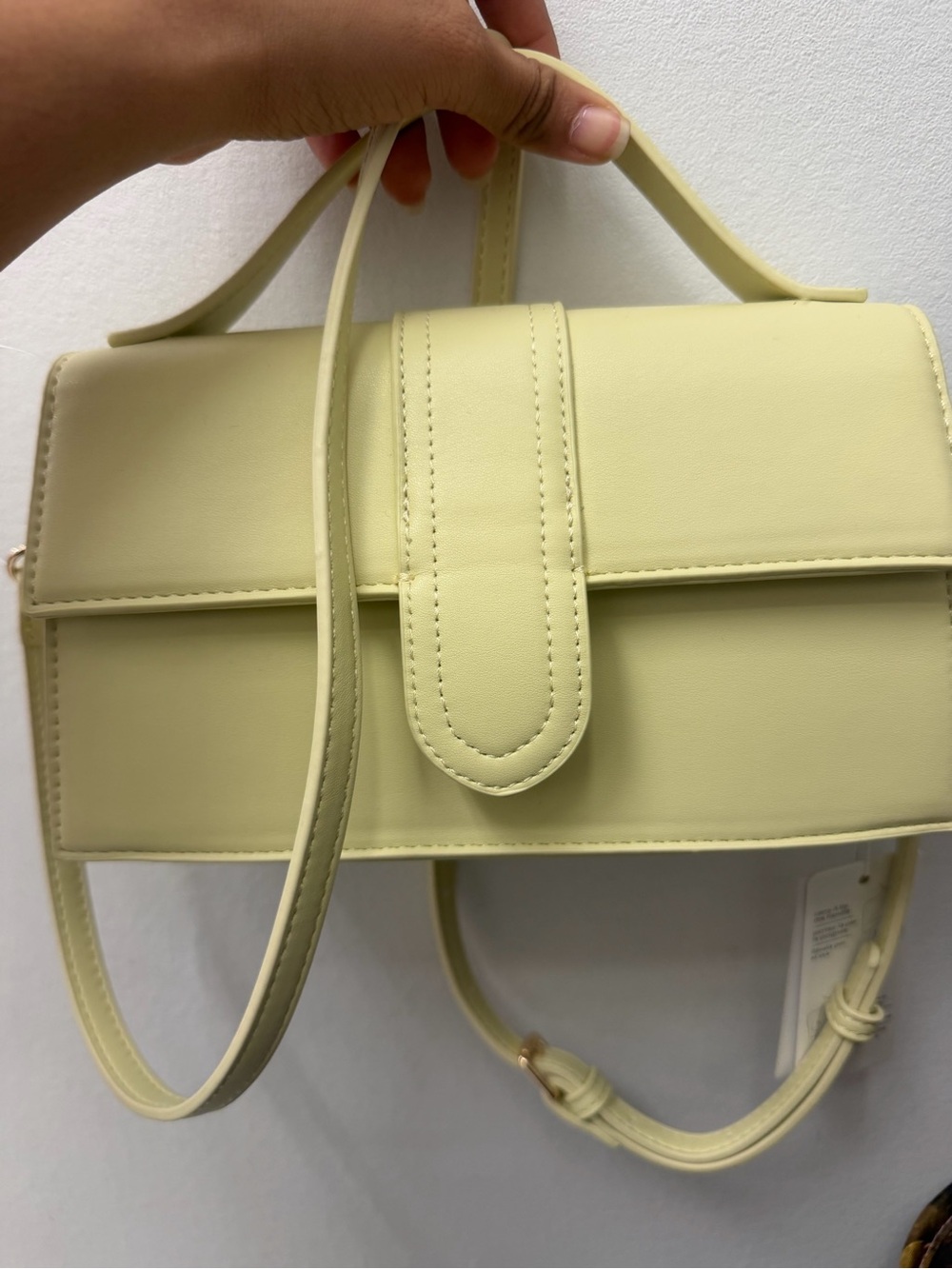 Minimalist Top-Handle Satchel in Pale Yellow